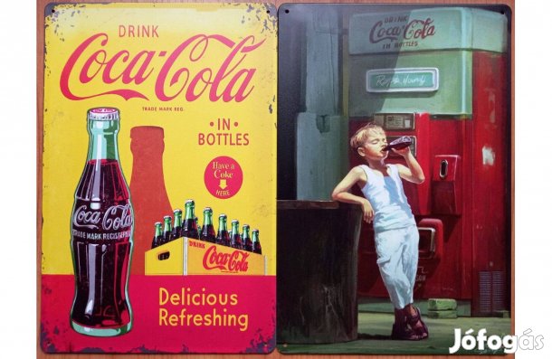Dekorációs fém tábla (Coca-COLA Finom, Frissítő - Vintige KID & Coca-C