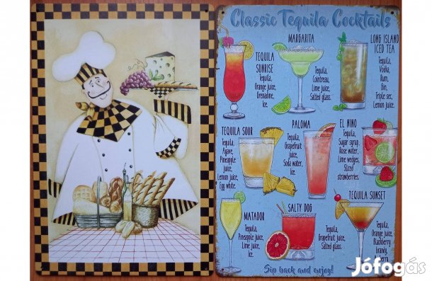 Dekorációs fém tábla (Elégedett Séf - Classic Teqila Koktélok-