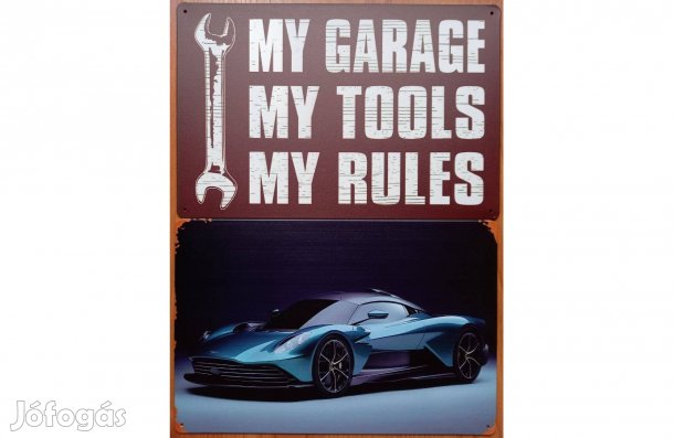 Dekorációs fém tábla (Én Garázsom, Én Szerszámaim, Én Szabályom )