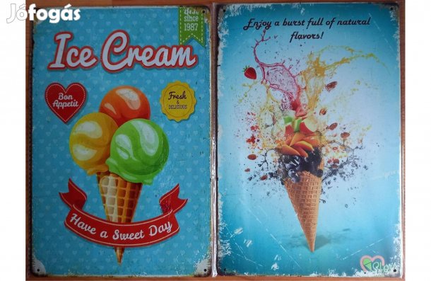 Dekorációs fém tábla (Fagylalt Friss És Finom - Természetes Izek)