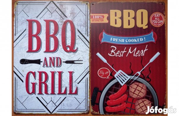 Dekorációs fém tábla (Grill - BBQ 100% Elégedettség)