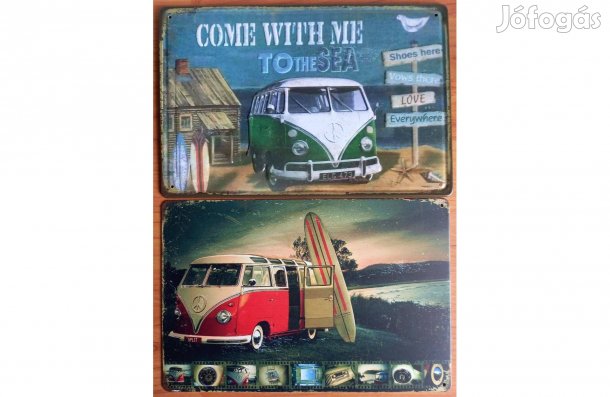 Dekorációs fém tábla (Gyere Velem A Tengerhez - Paradise . VW T1 TR