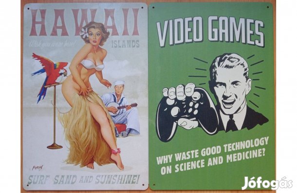 Dekorációs fém tábla (HAWAII - Video Games)