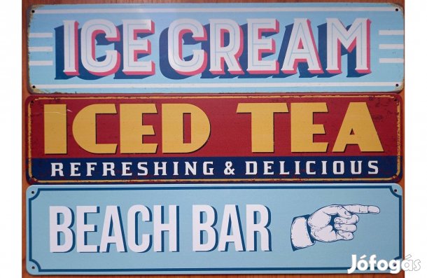 Dekorációs fém tábla (ICE Cream - Iced TEA - Beach BAR) -