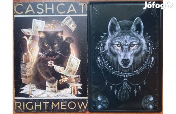 Dekorációs fém tábla (Készpénzes CAT Jobb MIAU - Wolf)