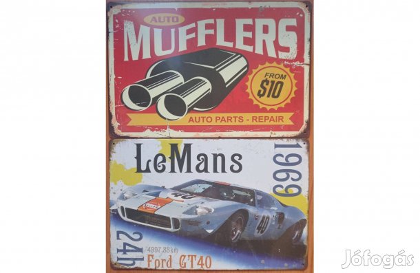 Dekorációs fém tábla (Kipufogó Javítás - Lemans 1969 24h 4997km)