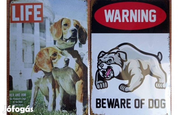 Dekorációs fém tábla (LIFE - Figyelmeztetés, Óvakodj A Kutyától )
