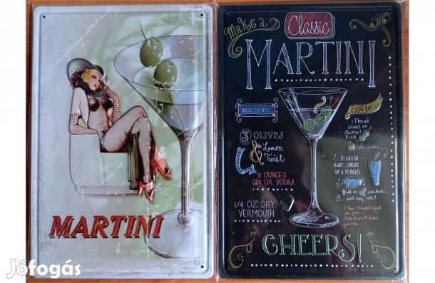 Dekorációs fém tábla (Martini - Martini Recept -) Dombornyomott Táblák