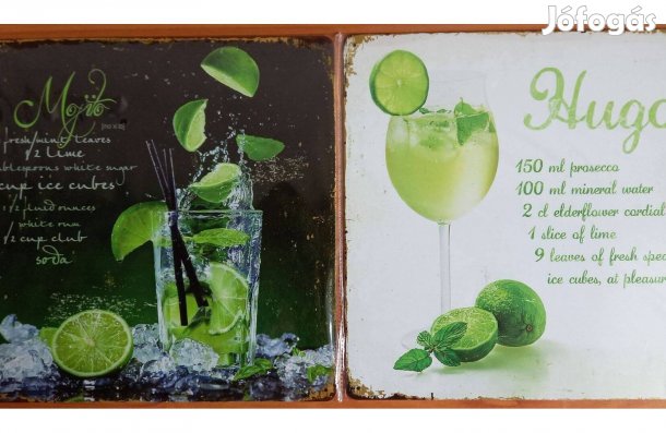 Dekorációs fém tábla (Mojito És Hugo Koktél Recept)