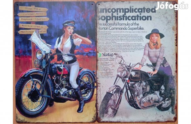 Dekorációs fém tábla (Motorcycle PIN-UP - Norton Commando 750'S -Vinta