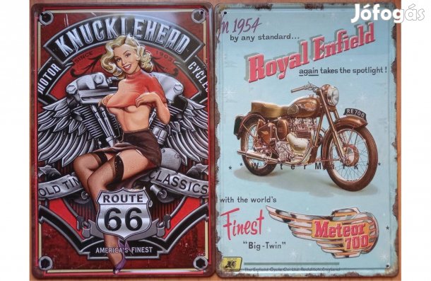 Dekorációs fém tábla (Motorkerékpár Klasszikusok PIN-UP GIRL - Royal E