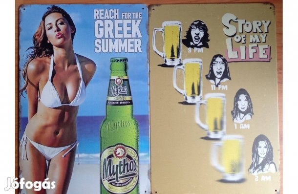 Dekorációs fém tábla (Népszerű Görög SÖR - Az Alkohol Megszépí