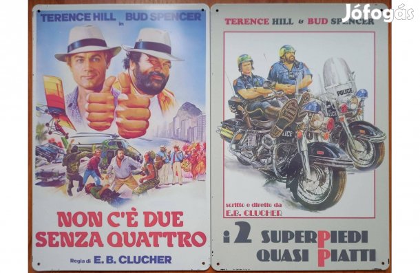 Dekorációs fém tábla (Nincs Kettő Négy Nélkül - Bűnvadászok) olasz moz