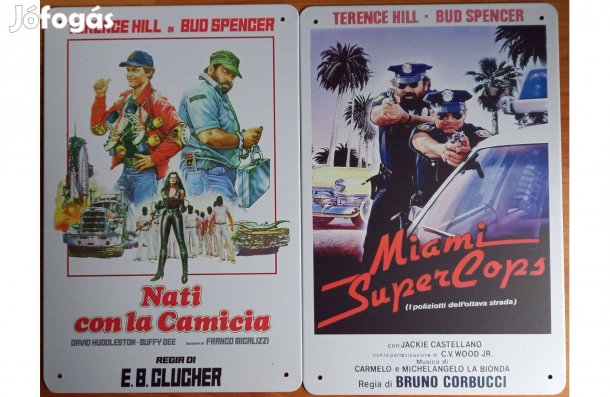 Dekorációs fém tábla (Nyomás Utána - Bűnvadászok) olasz moziplakátok m