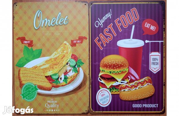 Dekorációs fém tábla (Omlet, Egyél MEG - Finom Gyorsétel)