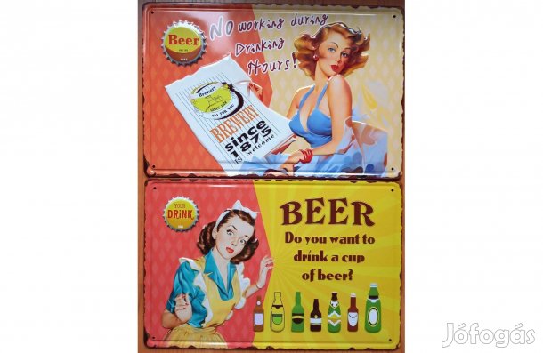 Dekorációs fém tábla (Retro SÖR Reklám) Dombornyomott