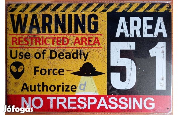 Dekorációs fém tábla (Tiltott Terület - 51 Körzet)