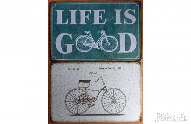 Dekorációs fém tábla ( Az Élet Jó - 1890-ben szabadalmaztatott Velocip