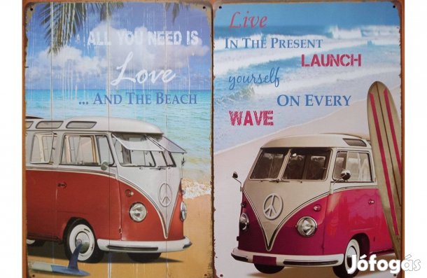 Dekorációs fém tábla ( Beach T1 - VW T1)