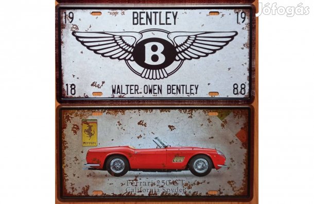 Dekorációs fém tábla. (Bentley - Ferrari 250GT) Dombrnyomott