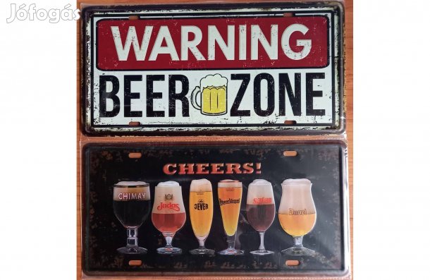 Dekorációs fém tábla ( Figyelem SÖR Zona - Egészségedre)