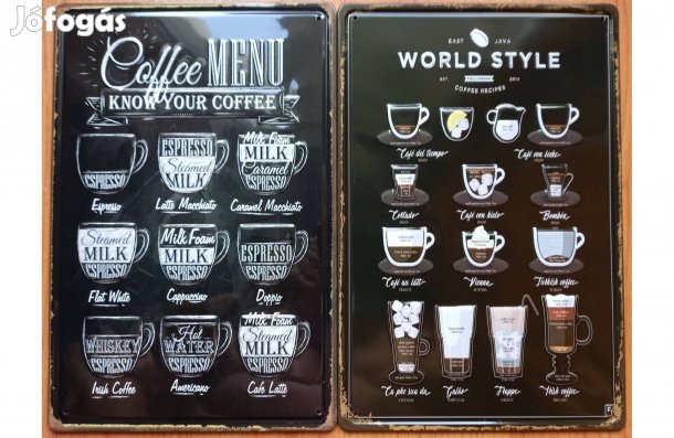 Dekorációs fém tábla ( Ismerd MEG A Kávéféléket - Világstílusú Kávérec