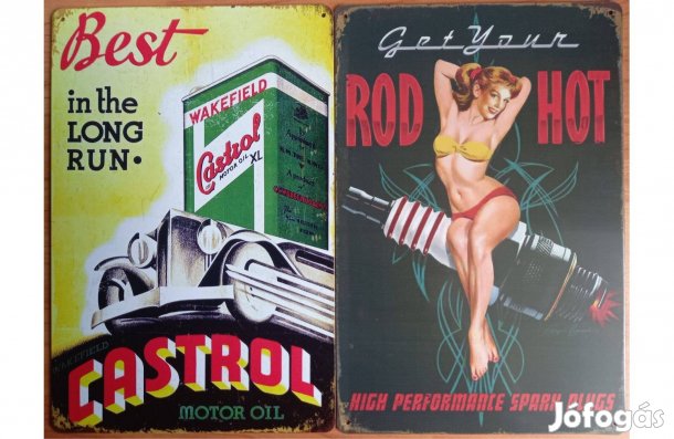 Dekorációs fém tábla ( ROD Hot - CASTROL Motor OIL )