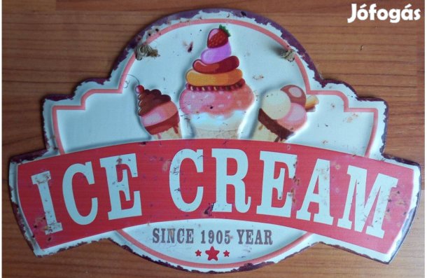 Dekorációs fém tábla ( -ICE Cream- ) Erősen Dombornyomott