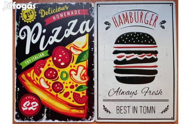 Dekorációs fém tábla ( -Legjobb Friss Hamburger A Városban - Finom Ház