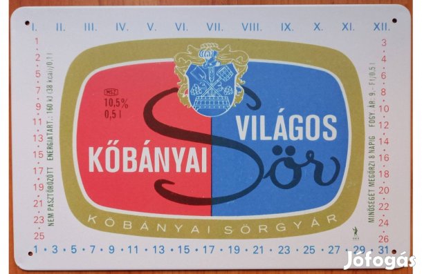 Dekorációs fém tábla (- Retró Kőbányai Sörösüveg Címke - )