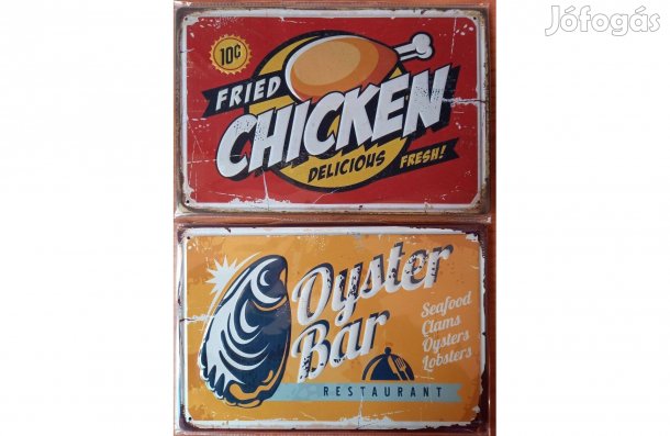 Dekorációs fém tábla ( -Sült Csirke Friiss, Finom - Osztriga BÁR, Étte