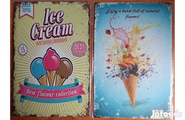 Dekorációs fém tábla ( - Fagylalt Friss És Finom - Természetes Ízek)