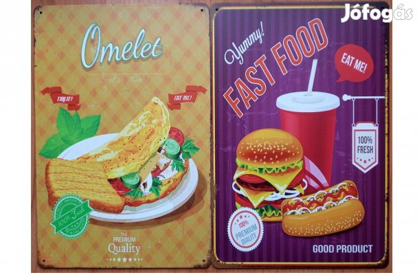 Dekorációs fém tábla ( - Omlet, Egyél MEG - Finom Gyorsét - EL)