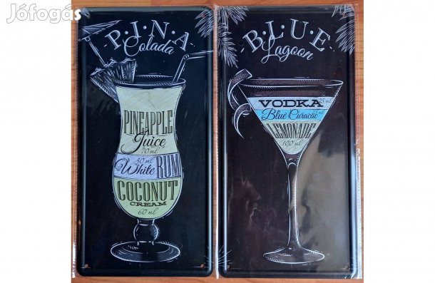 Dekorációs fém tábla ( - PINA Colada- BLUE Lagoon Koktél Receptek)