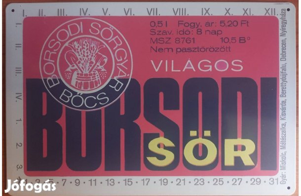 Dekorációs fém tábla ( - Retro Borsodi Címke -