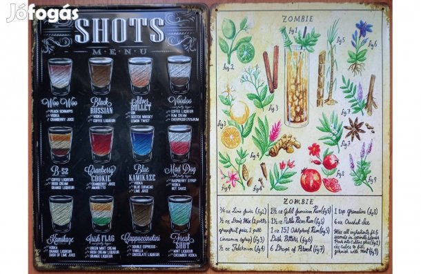 Dekorációs fém tábla ( - Rövidital Félék - Zombie Koktél Recept)