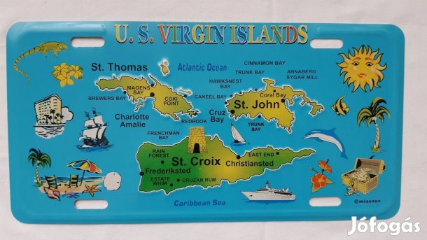 Dekorációs fémtábla a Virgin szigetekről 