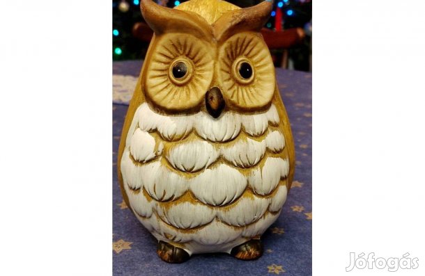 Dekoratív Kerámia Bagoly, kézzel festett, új