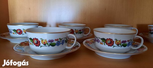 Dekoratív, soha nem használt, kalocsai mintás teáskészlet