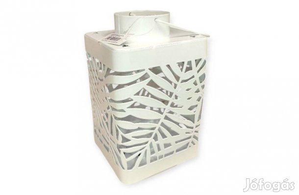 Dekoratív fehér fém lámpás levélmintával nyári gyertyatartó fogantyú