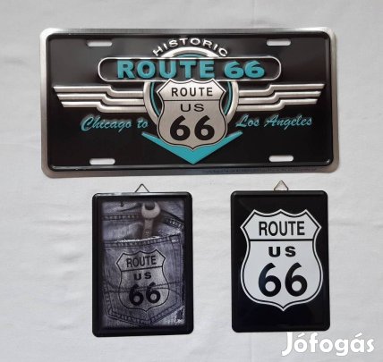 Dekoratív fém dísztáblák az amerikai 66-os útról 
