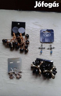 Dekoratív fülbevaló, kereszt virág és fürt medál, bizsu női ékszer