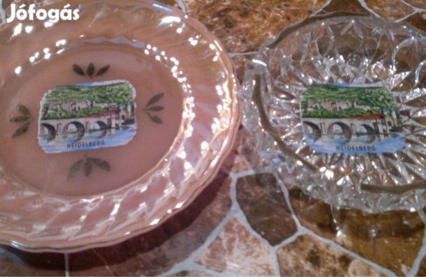 Dekoratív hamutál és tányér Heidelbergből