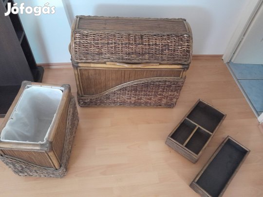 Dekoratív láda+3 tároló fából