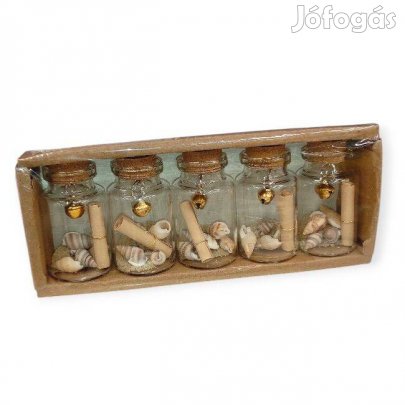 Dekoratív nyári üzenetpalack készlet kagylóval és homokkal