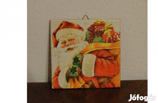 Dekupázs csempe kép akasztóval Télapó Mikulás_