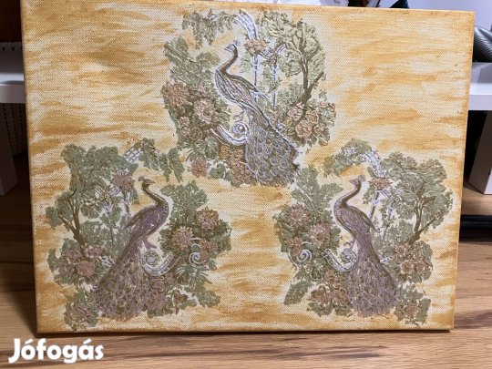 Dekupázs technika ,Pávák 40 x 30 cm