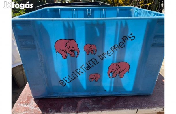 Delirium belga kézműves sörös rekesz, rózsaszín elefántokkal, retro