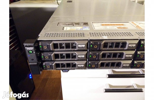 Dell Poweredge R730xd 2U rack szerver sínekkel, 2x2,6 GHz, 128GB, 12TB