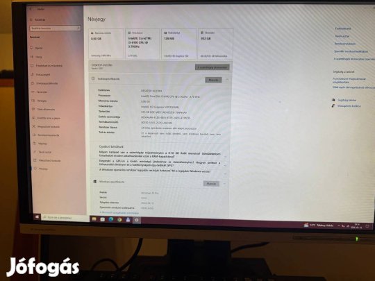 Dell Vostro asztali számítógép+ HP monitor konfiguráció eladó!